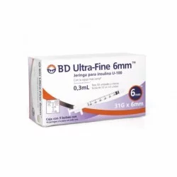 Jeringa para Insulina Ultra Fine 0.3 ml 31 G x 6 mm 30 Piezas