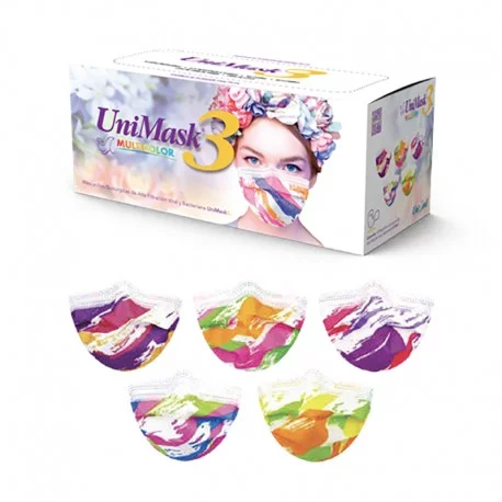 Cubre Bocas Unimask3 Multicolor 50 Piezas